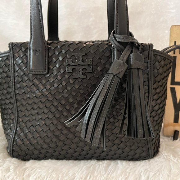 🎉HPx2🎉Tory Burch Thea Woven Mini Leather Slouchy Satchel - LIKE NEW! - Picture 3 of 16